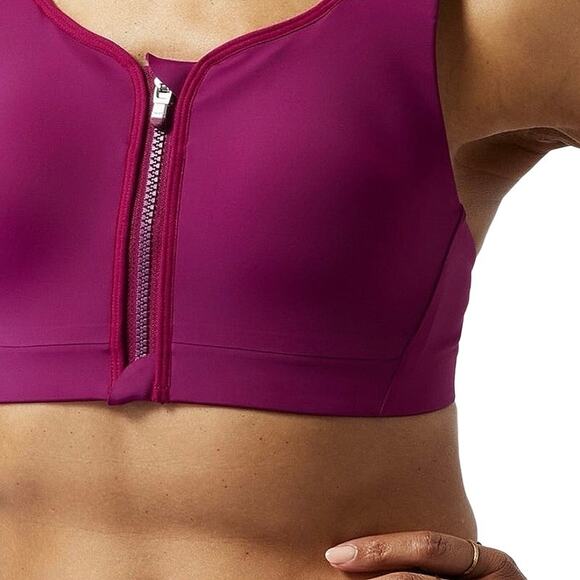 NWT Athleta Advance Zip Front High Impact Sport Bra In Fuschia Pink Size 32B - Picture 3 of 10